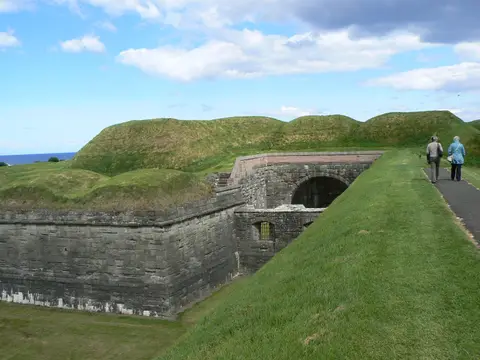 Photo of Berwick Castle and Ramparts, a ruined castle near Berwick-upon-Tweed, Northumberland, north east England.