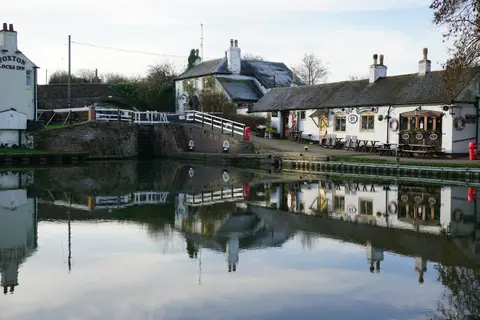 Photo of Foxton Locks, a landmark in Leicestershire, central England.