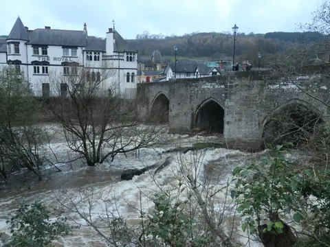 Photo of Llangollen Bridge, a landmark in the Clwydian Range & Dee Valley, Denbighshire, north Wales.
