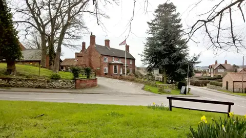 Photo of The Dovecote Inn, a pub near Laxton, Nottinghamshire, central England.