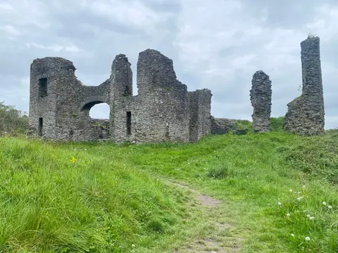 Photo of Newcastle Emlyn Castle, a ruined castle in Carmarthenshire, south west Wales.