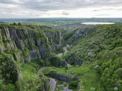 Photo of Cheddar Gorge, a gorge in the Mendip Hills, Somerset, south west England.