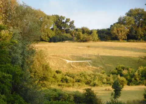 Photo of Marlborough White Horse, a hill figure in the North Wessex Downs, Wiltshire, south west England.