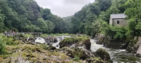 Photo of Cenarth Falls, a waterfall in Carmarthenshire, south west Wales.