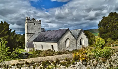 Photo of St Cynog's Church, Defynnog, a church in Bannau Brycheiniog, the Powys, mid Wales.