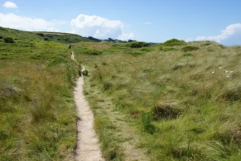 Photo of Porthkidney Sands, a swimming spot near St Ives, Cornwall, south west England.