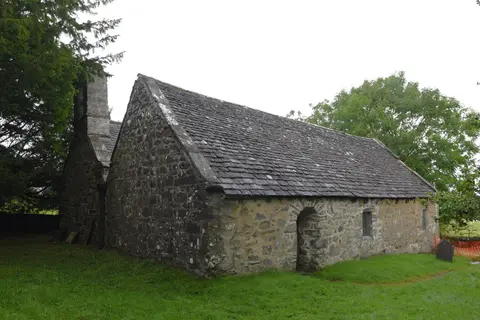 Photo of St Rhychwyn's Church, a church near Llanrhychwyn in Eryri, Conwy, north Wales.