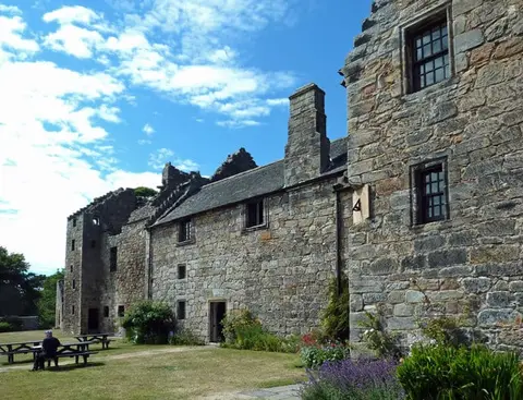 Photo of Aberdour Castle, a ruined castle in Fife, central Scotland.