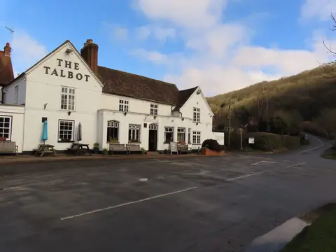Photo of The Talbot at Knightwick, a pub in Worcestershire, central England.