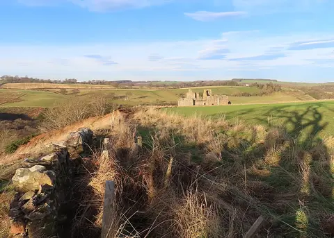 Photo of Crichton Castle, a ruined castle near Temple, Midlothian, central Scotland.