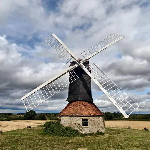 Photo of Stevington Windmill, a windmill in Bedfordshire, eastern England.
