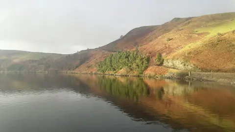 Photo of Llyn Clywedog, a reservoir near Llanidloes, the Powys, mid Wales.