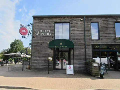 Photo of Squerryes Winery, a vineyard near Westerham, Kent, south east England.