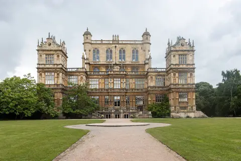 Photo of Wollaton Hall, a Grade II* registered house & garden in Nottinghamshire, central England.