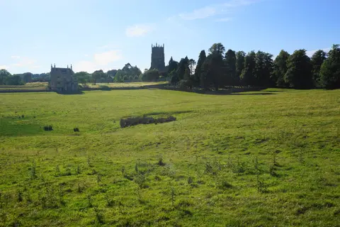 Photo of Market Hall and The Coneygree, an ancient site near Chipping Campden in the Cotswolds, Gloucestershire, south west England.
