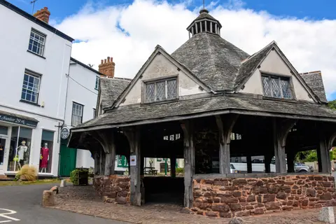Photo of Dunster Yarn Market, a landmark in Exmoor, Somerset, south west England.