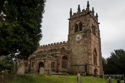 Photo of St Bertoline's Church, a church near Barthomley, Cheshire, north west England.