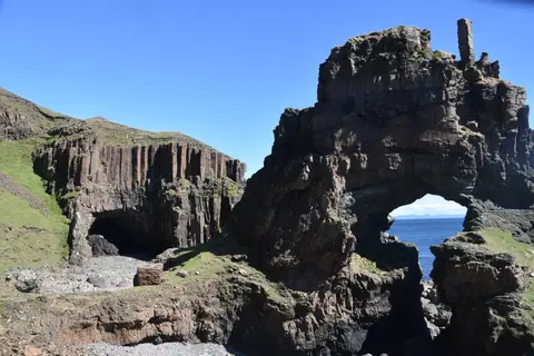 Photo of Carsaig Arches, a landmark near Lochbuie, Argyll and Bute, the Scottish Highlands and Islands.