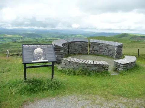 Photo: Wynford Vaughan-Thomas Memorial, a viewpoint near Machynlleth, the Powys, mid Wales.