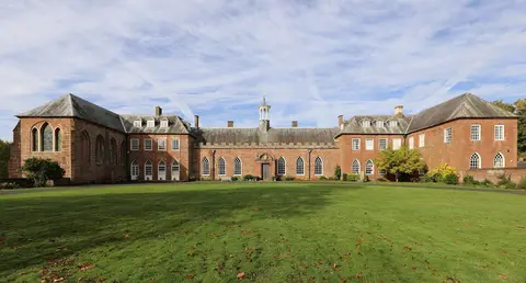 Photo of Hartlebury Castle, a Grade II registered house & garden near Chaddesley Corbett, Worcestershire, central England.