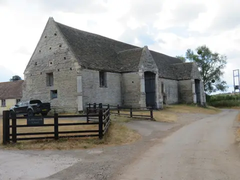 Photo of Ashleworth Tithe Barn, an ancient site in Gloucestershire, south west England.