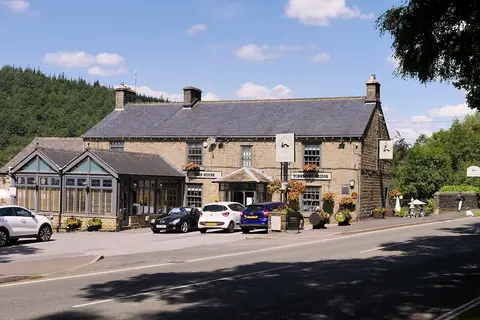 Photo of Yorkshire Bridge Inn, a pub near Bamford in the Peak District, Derbyshire, central England.