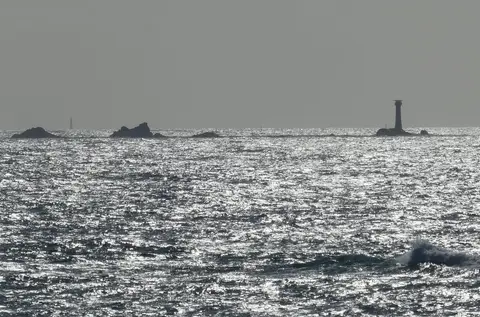 Photo of Longships Lighthouse, a lighthouse near Sennen Cove, Cornwall, south west England.
