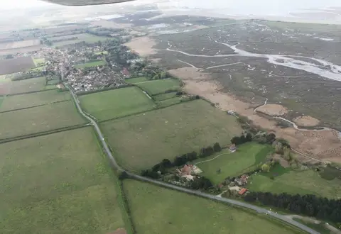 Photo of Branodunum Roman Fort, an ancient site near Brancaster Staithe, Norfolk, eastern England.