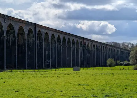 Photo of Welland Viaduct, a landmark near Seaton, Northamptonshire, central England.