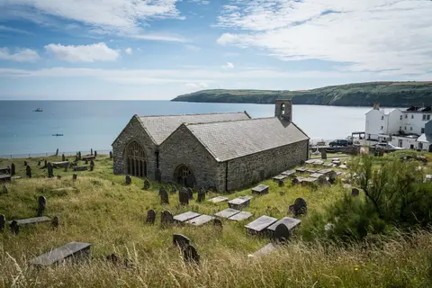 Photo of St Hywyn's Church, a church near Aberdaron in Llŷn, Gwynedd, north Wales.