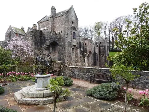 Photo of Fortified house at Compton Castle, a ruined castle near Cockington, Devon, south west England.