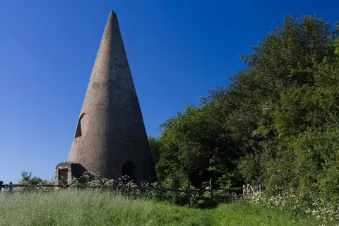 Photo of The Sugar Loaf, a folly near Rushlake Green in the High Weald, East Sussex, south east England.