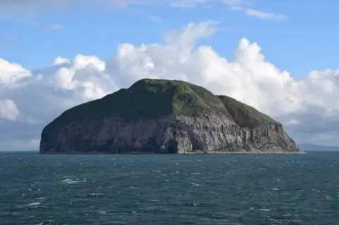 Photo of Ailsa Craig, an island in South Ayrshire, southern Scotland.