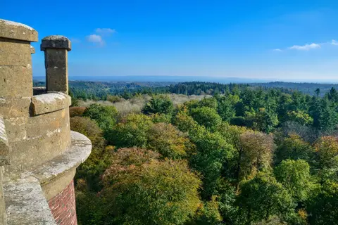 Photo of King Alfred's Tower, a folly near Bruton, Somerset, south west England.