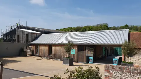 Photo of Wiston Estate Winery, a vineyard near Washington in the South Downs, West Sussex, south east England.