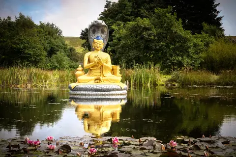 Photo of Kagyu Samye Ling Monastery, a monastery near Eskdalemuir, Dumfries and Galloway, southern Scotland.