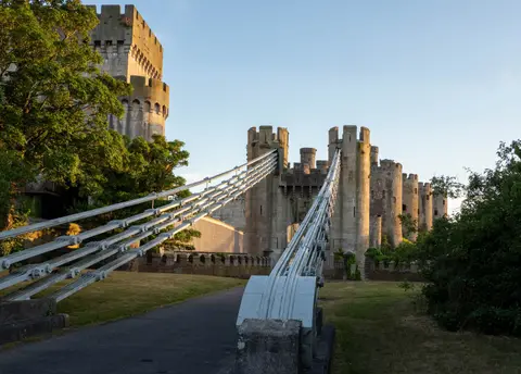 Photo of Conwy Suspension Bridge, an ancient site in Conwy, north Wales.