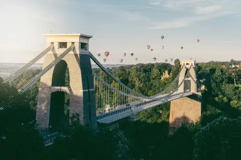 Photo of Clifton Suspension Bridge, a landmark in Bristol, south west England.