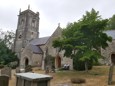 Photo of St Michael's Church, Brent Knoll, a church in Somerset, south west England.