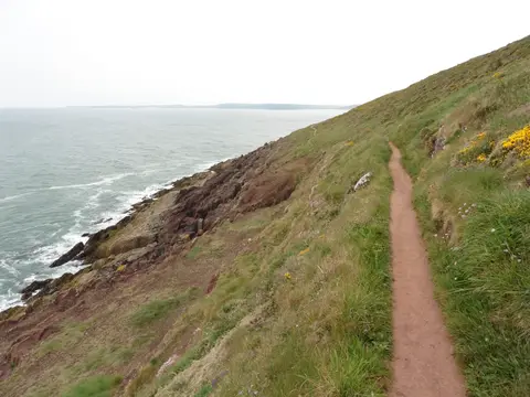 Photo of the coast at Manorbier, Pembrokeshire, south west Wales.