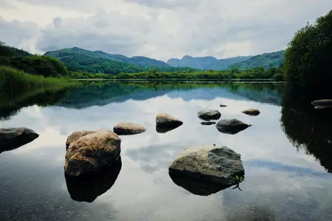 Photo of Elter Water, a Lake near Elterwater in the Lake District, Cumbria, north west England.