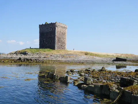 Photo of Little Cumbrae Castle, a ruined castle near Millport, North Ayrshire, southern Scotland.