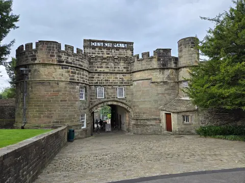 Photo of Skipton Castle, a castle near Addingham, North Yorkshire, northern England.
