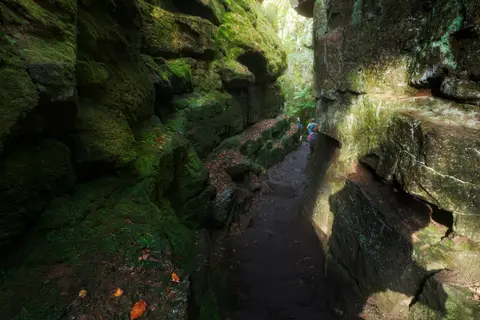 Photo of Lud's Church, a cave near Flash in the Peak District, Staffordshire, central England.