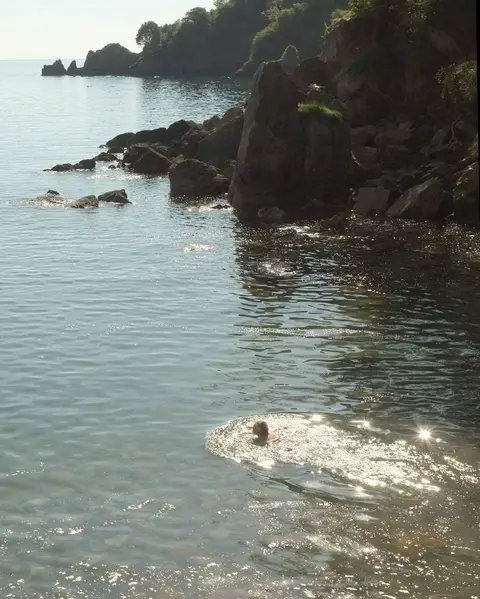 Photo of Anstey's Cove, a swimming spot near Cockington, Devon, south west England.