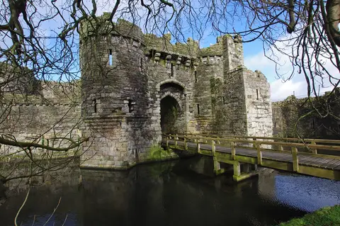 Photo of Beaumaris Castle, a ruined castle in Anglesey, north Wales.