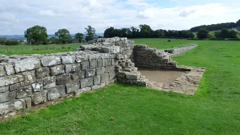Photo of Black Carts Turret, Hadrian's Wall, a frontier wall near Wark, Northumberland, north east England.