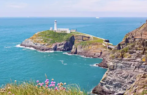 Photo of South Stack Lighthouse, a lighthouse near Holyhead, Anglesey, north Wales.