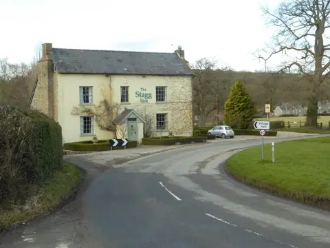 Photo of The Stagg Inn, a pub near Titley, Herefordshire, central England.
