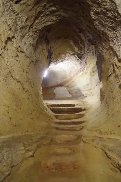 Photo of City of Caves, a cave in Nottinghamshire, central England.